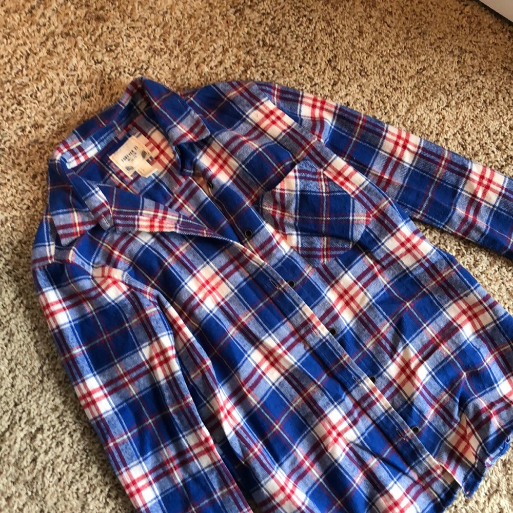 ❤️4/$10 Forever 21 Blue & White Comfy Flannel